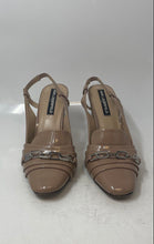 Load image into Gallery viewer, Karl Lagerfeld Paris Womens Beige Slip-On Chain Block Slingback Heels Size 9
