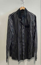 Load image into Gallery viewer, Authentic Dolce &amp; Gabbana Mens Black Gray Striped Dress Shirt Size 17.5
