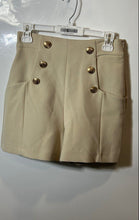 Load image into Gallery viewer, Zara Womens Beige Flat Front Decorative Buttons Side Zipper Sailor Shorts Size S

