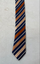 Load image into Gallery viewer, La Corona Roma Mens Orange Blue White Striped Silk Adjustable Long Designer Tie

