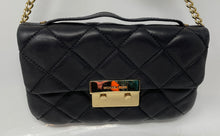 Load image into Gallery viewer, Michael Kors Womens Black Golden Inner Pockets Chain Strap Flap Shoulder Handbag
