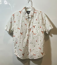 Load image into Gallery viewer, Banana Republic Mens White Bird Print Slim Fit Short Sleeve Button-Up Shirt Sz M
