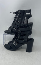 Load image into Gallery viewer, Express Womens Black Open Toe High Block Heels Ankle Bootie Size 7
