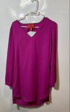 Load image into Gallery viewer, Saks Fifth Avenue Womens Dark Pink Long Sleeve V-Neck Shift Dress Size Small
