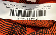 Load image into Gallery viewer, Lacoste Mens Orange Black Plaid Long Sleeve Collared Dress Shirt Size 42
