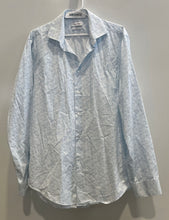 Load image into Gallery viewer, Calvin Klein Mens Blue White Dotted Long Sleeve Slim Fit Dress Shirt Size Large
