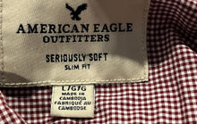 Load image into Gallery viewer, American Eagle Outfitters Mens Red Check Print Slim Fit Button-Up Shirt Size L
