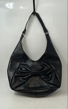 Load image into Gallery viewer, Luv Betsey Womens Black Faux Leather Front Bow Inner Zipped Pocket Hobo Handbag
