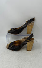Load image into Gallery viewer, Santa Lolla Womens Brown Peep Toe High Block Heel Slingback Sandals Size 9
