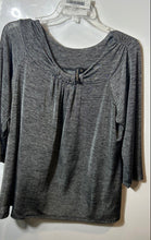 Load image into Gallery viewer, Susan Lawrence Womens Gray Heather 3/4 Sleeve Round Neck Blouse Top Size 1X
