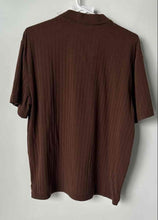 Load image into Gallery viewer, Banana Republic Mens Brown Short Sleeve Johnny Collar Polo Shirt Size Large
