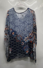 Load image into Gallery viewer, Chico's Womens Multicolor Batik Beauty Tassel V-Neck Sheer Poncho Blouse Sz L/XL

