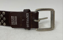 Load image into Gallery viewer, Express Womens Brown Leather Single-Prong Buckle Standard Waist Belt Size Large
