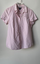 Load image into Gallery viewer, Tommy Hilfiger Womens Pink Striped Cotton Short Sleeve Button-Up Shirt Size M
