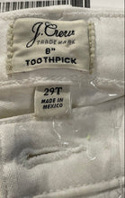 Load image into Gallery viewer, J.Crew Womens Toothpick White 8" Button Front Belt Loops Skinny Jeans Size 29T
