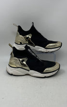Load image into Gallery viewer, Michael Kors Womens Willow Black Gold Round Toe Slip-On Sneaker Shoes Size 9M
