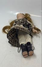 Load image into Gallery viewer, Vintage Unique Brown Hair And Eyes Blue Beige Dress Porcelain Doll
