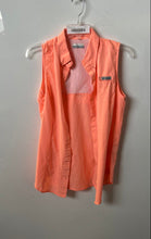 Load image into Gallery viewer, Columbia Womens Orange Sleeveless Collared Button-Up Shirt Size S/P
