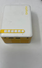 Load image into Gallery viewer, Vamvo Yellow White Portable Outdoor Movie LED Video Projector Powers On
