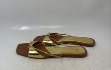 Load image into Gallery viewer, Zara Womens Brown Golden Open Toe Slip-On Flat Slide Sandals Size 41
