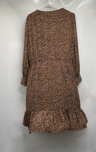 Load image into Gallery viewer, Talbots Womens Brown Soft Leopard Print Long Sleeve Fit &amp; Flare Dress Size 16P
