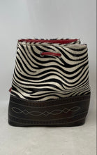 Load image into Gallery viewer, Abel Womens Multicolor Zebra Print Bottom Studs Drawstring Bucket Handbag

