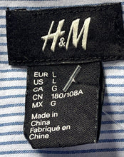 Load image into Gallery viewer, H&amp;M Mens Blue White Cotton Long Sleeve Collared Button-Up Shirt Size Large
