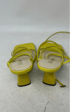 Load image into Gallery viewer, Zara Womens Yellow Leather Buckle Open Toe Block Strappy Heels Size EUR 37
