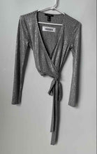 Load image into Gallery viewer, Forever 21 Womens Silver Long Sleeve Wrap Blouse Top Size Small
