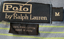 Load image into Gallery viewer, Polo By Ralph Lauren Mens Blue Striped Pima Cotton Golf Polo Shirt Size M
