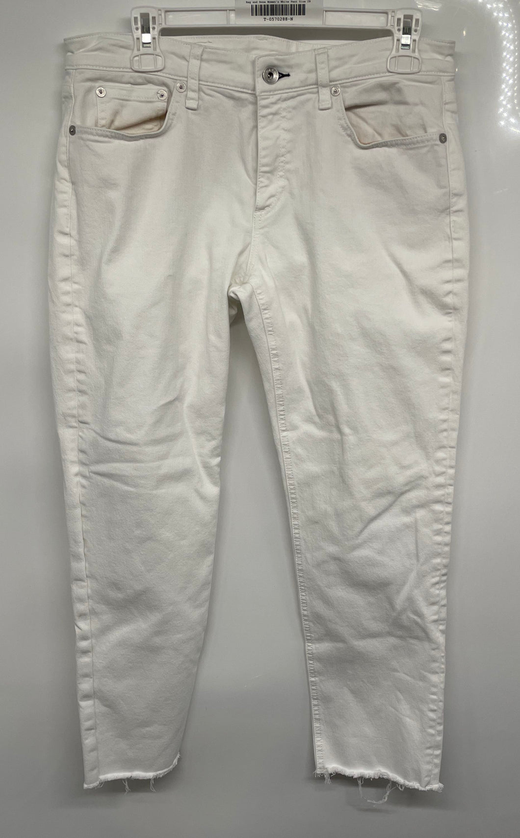 Rag & Bone Womens White Raw Hem Stretch Denim Skinny Leg Jeans Size 28