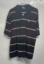 Load image into Gallery viewer, Lacoste Mens Black Multicolor Striped Short Sleeve Spread Collar Polo Shirt Sz 7
