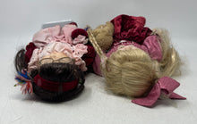 Load image into Gallery viewer, Lot Of 2 Pcs Blonde &amp; Black Hair Blue Eyes Decorative Porcelain Doll With Outfit

