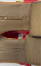 Load image into Gallery viewer, Tommy Hilfiger Womens Red Leather Buckle Block Heel Thong Sandals Size 7M
