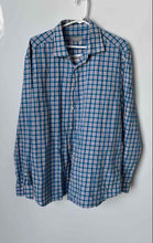 Load image into Gallery viewer, Neiman Marcus Mens Blue Plaid Long Sleeve Collared Button-Up Shirt Size XL
