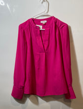 Load image into Gallery viewer, Calvin Klein Womens Fuchsia Long Sleeve Split Neck Blouse Top Size Medium
