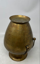 Load image into Gallery viewer, Collectible Gold-Tone Hammered Brass Vase With Rope Detail And Tassels
