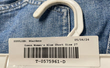 Load image into Gallery viewer, Guess Womens Blue Flat Front Medium Wash Raw Hem Pockets Jeans Shorts Size 27
