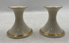 Load image into Gallery viewer, Set Of 2 Pcs Lenox Carlton Cream Gold-Tone Porcelain Candlestick Holders
