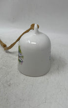 Load image into Gallery viewer, White Green Dragonfly Watercolor Decorative Ceramic Bell With Jute Hanging Loop
