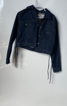 Load image into Gallery viewer, Michael Kors Womens Blue Long Sleeve Button Front Cropped Denim Jacket Size S
