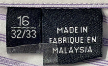 Load image into Gallery viewer, Hugo Boss Mens White Purple Striped Regular Fit Dress Shirt Size 16 32/33
