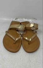Load image into Gallery viewer, Antonio Melani Womens Gold Leather Slip-On Thong Sandals Size 7.5M

