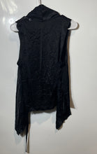 Load image into Gallery viewer, Zara Womens Black Asymmetric Tied Waist Sleeveless Blouse Top Size XS
