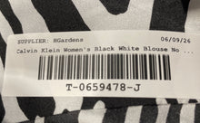 Load image into Gallery viewer, Calvin Klein Womens Black White Geometric Long Sleeve V-Neck Blouse Top No Size
