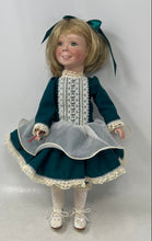 Load image into Gallery viewer, Vintage Bobbie &amp; Bill Schlegel Girl In Green And White Dress Porcelain Doll
