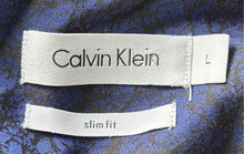 Load image into Gallery viewer, Calvin Klein Mens Blue Printed Cotton Long Sleeve Slim Fit Button-Up Shirt Sz L
