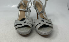 Load image into Gallery viewer, Gianni Bini Womens Silver Tone Glitter Ankle Strap Sandals Size 6M Minor Stain
