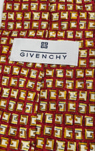 Load image into Gallery viewer, Givenchy Mens Red Yellow Geometric Print Silk Keeper Loop Adjustable Pointed Tie
