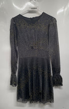 Load image into Gallery viewer, Zara Womens Black Printed Long Sleeve Round Neck Back Zip Mini Dress Size S
